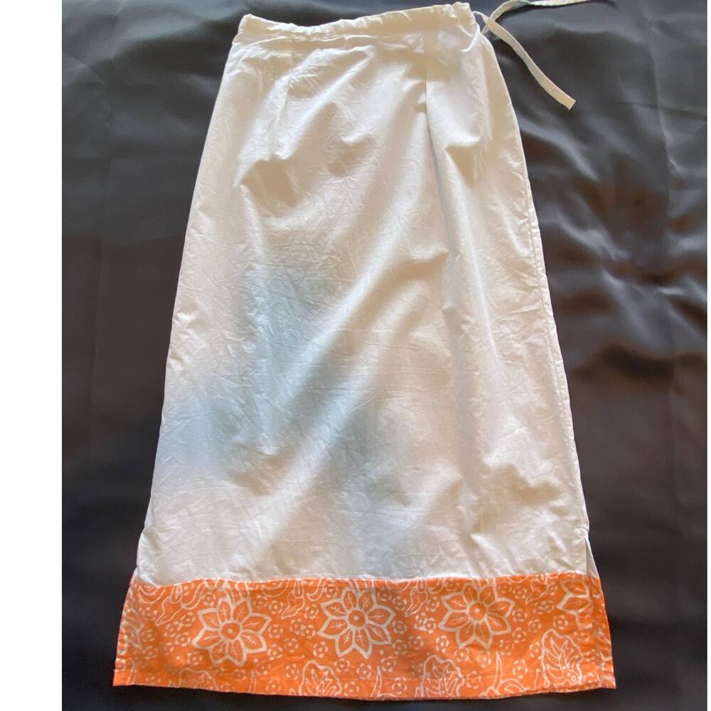 Blue Ginger Hawaiian Designs Girl's 12 White 100% Cotton Skirt Floral Border